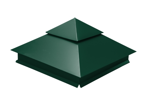 Колпак на столб двойной 390х390мм 0,45 PE с пленкой RAL 6005 зеленый мох