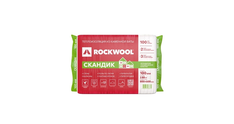 Утеплитель RockWool Лайт Баттс Скандик (0.288 м3/уп) 800х600х100 мм